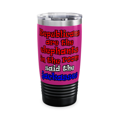 donkeys and elephants - Ringneck Tumbler, 20oz (pink)