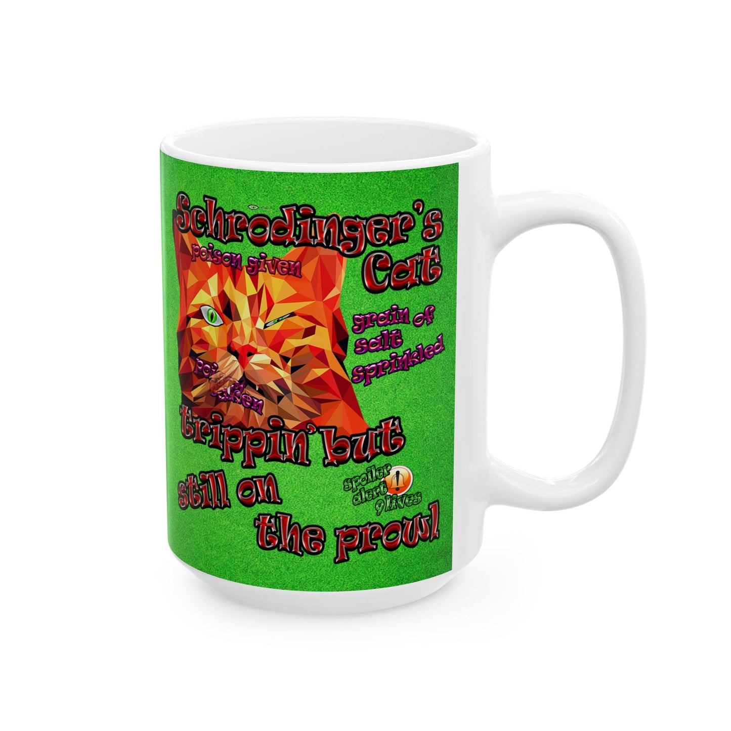 schrodinger's cat - White Mug (green turf)