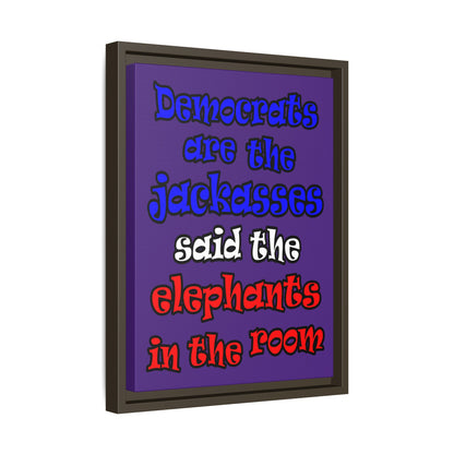 donkeys and elephants - framed canvas art (purple)