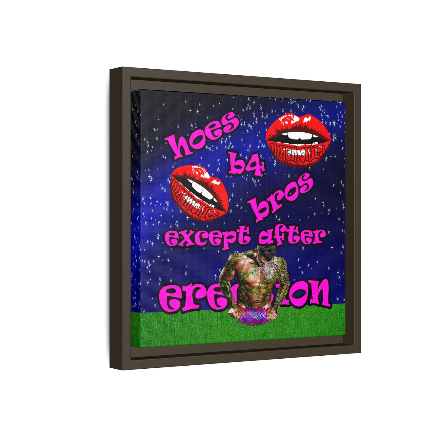 hoes b4 bros - framed canvas art ('snoops' background)
