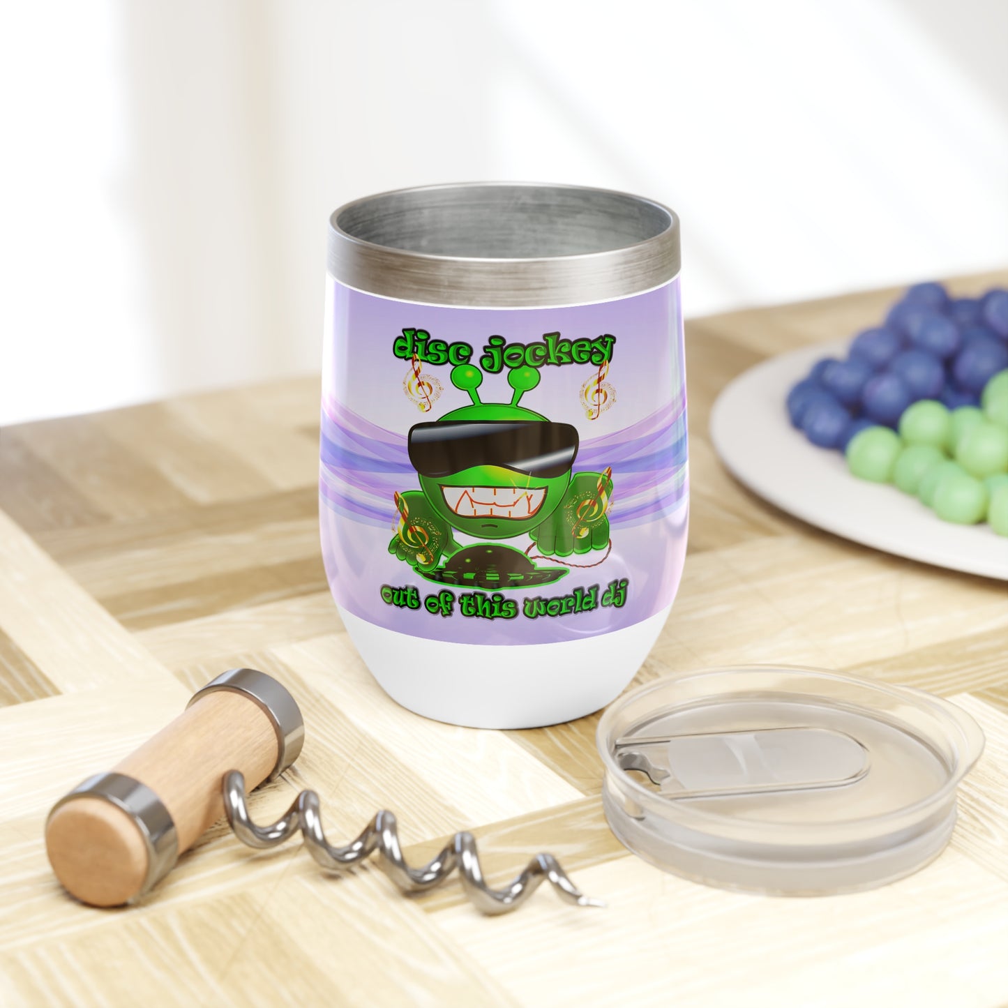disc jockey - Chill Wine Tumbler (light blue-pink wave)