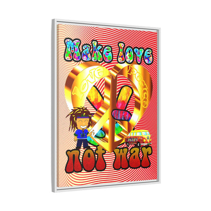 love peace - framed canvas art (yellow-orange wave)