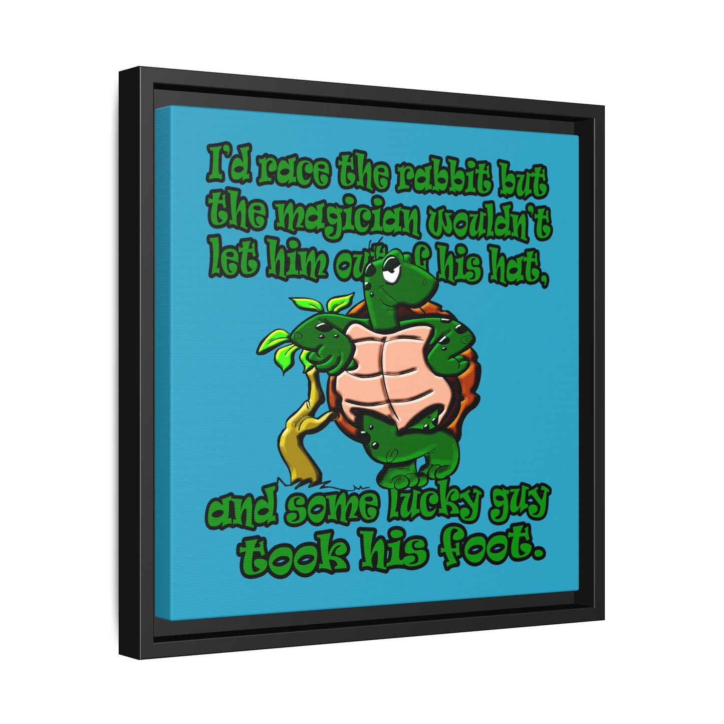 turtle race - framed canvas art (turquoise)