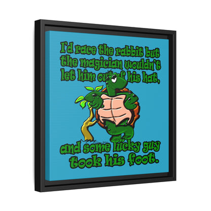 turtle race - framed canvas art (turquoise)