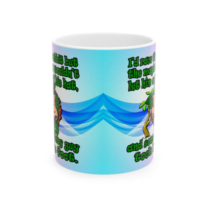 turtle race - White Mug (light blue-pink wave)