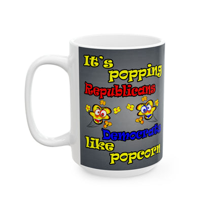 popping like popcorn - White Mug (grey-light grey)