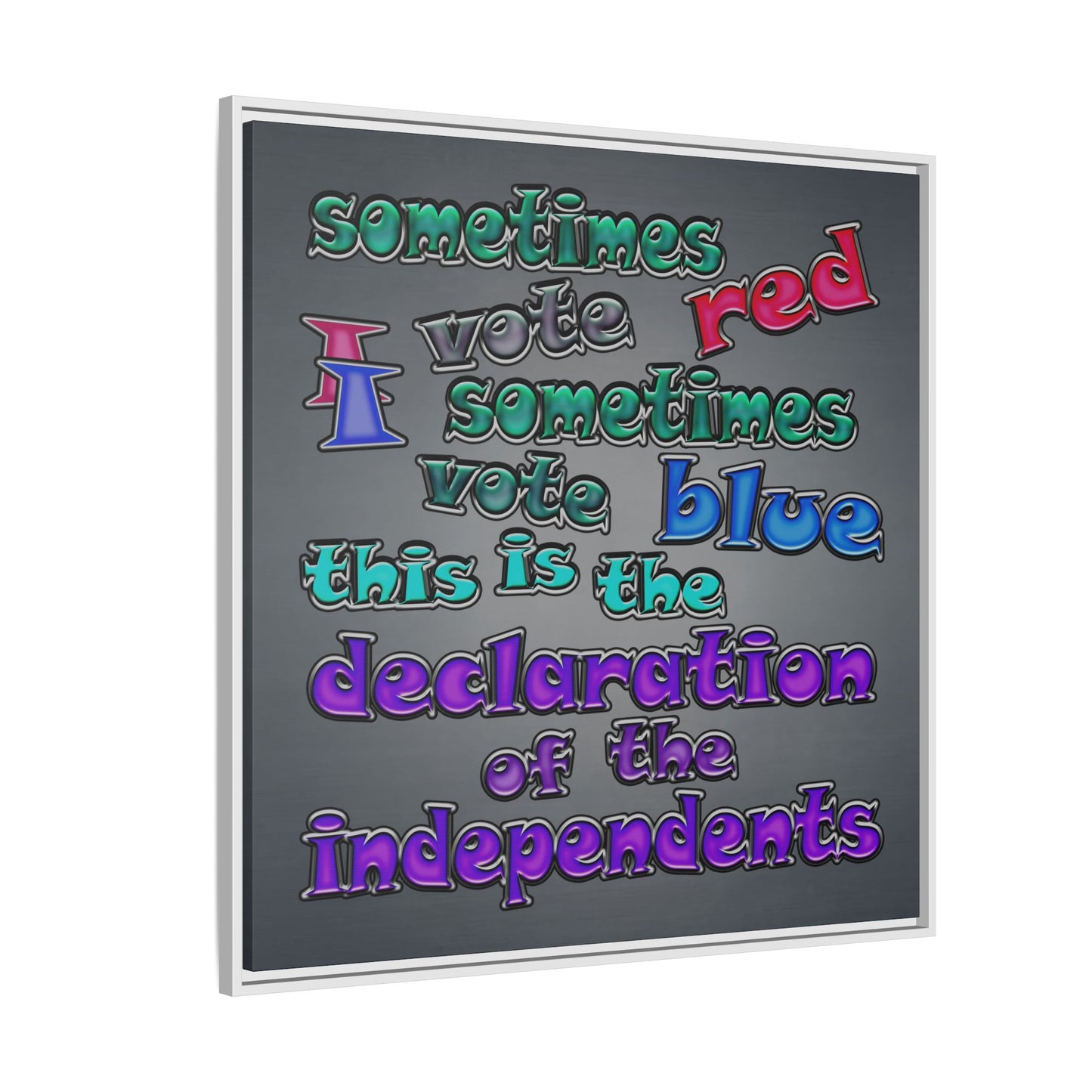 declaration of the independents - framed canvas art (grey-light grey)