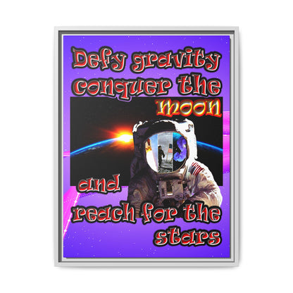 defy conquer reach - framed canvas art (purple-pink wave)