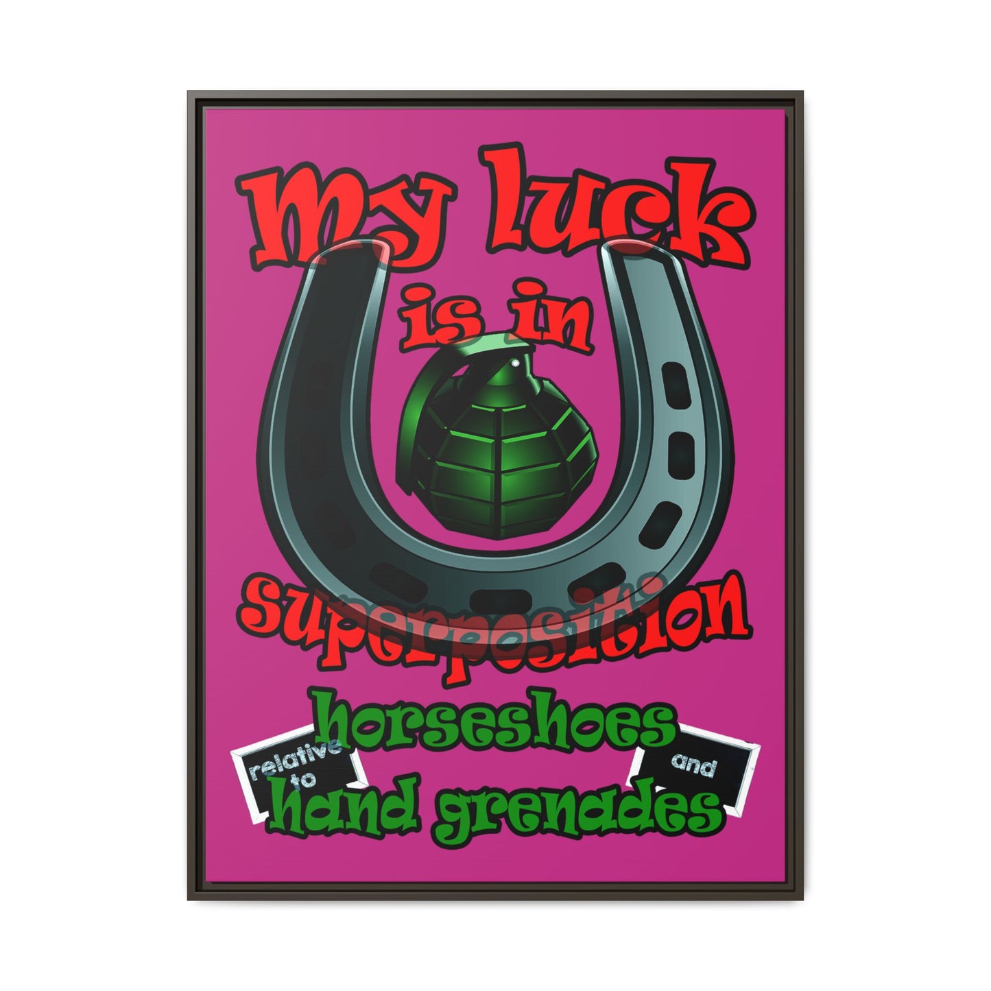 my luck - framed canvas art (pink)