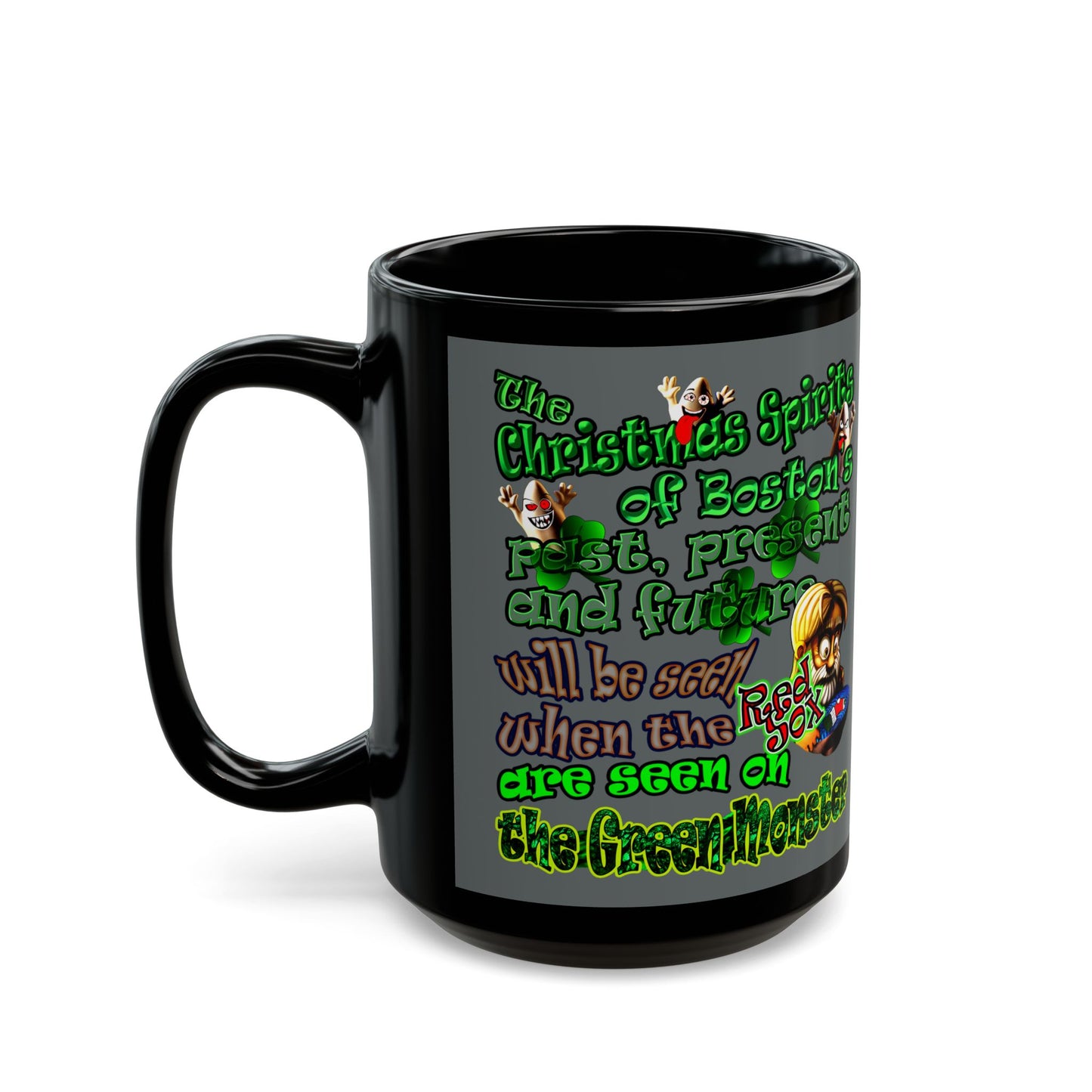 christmas spirits of boston - Black Mug (dark grey)