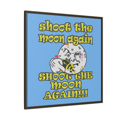 shoot the moon again - framed canvas art (light blue)