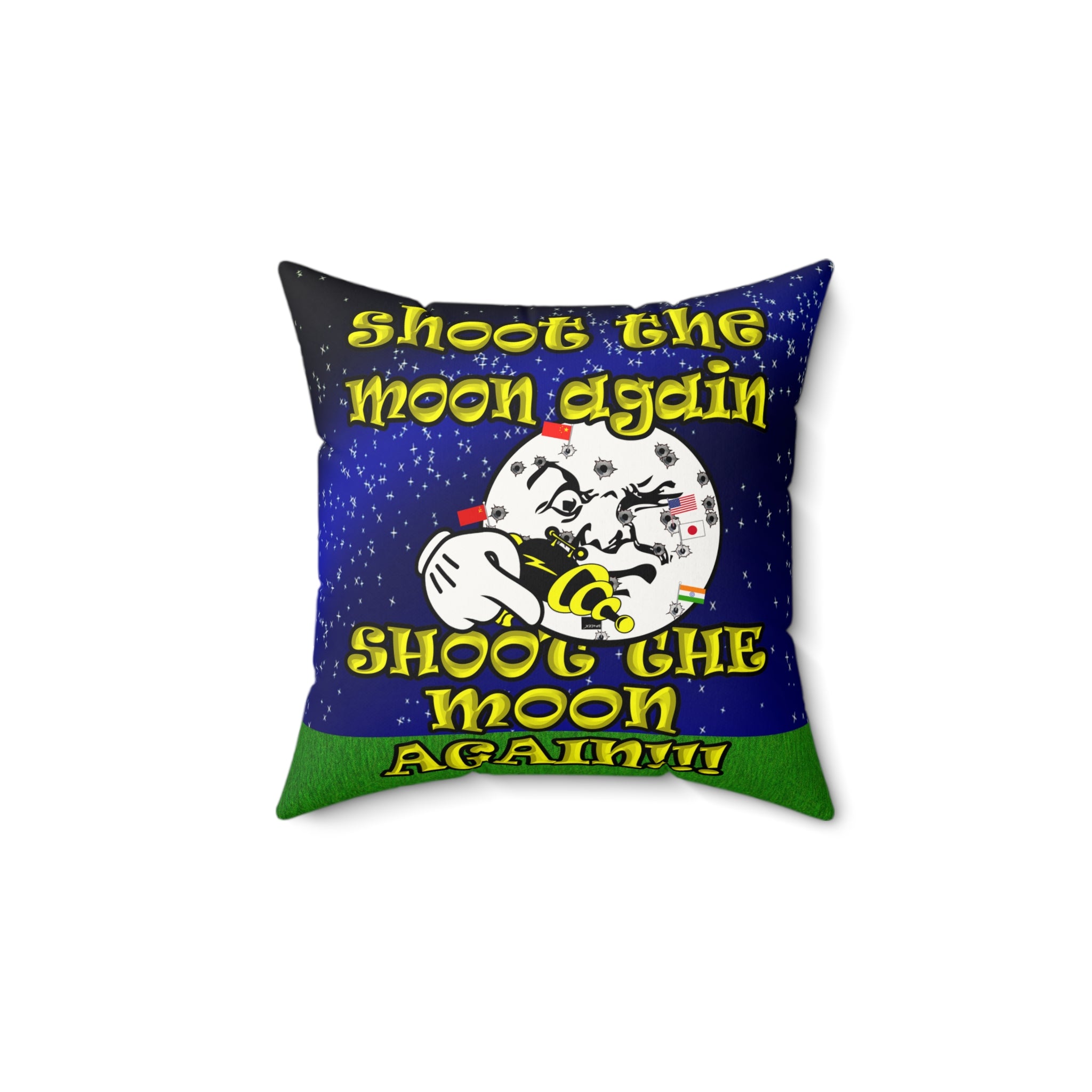 shoot the moon again - Faux Suede Square Pillow - ('snoops' background)