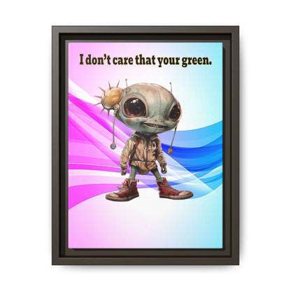 I don't care that your green - framed canvas art (light blue-pink wave)