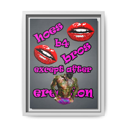 hoes b4 bros - framed canvas art (grey-light grey)