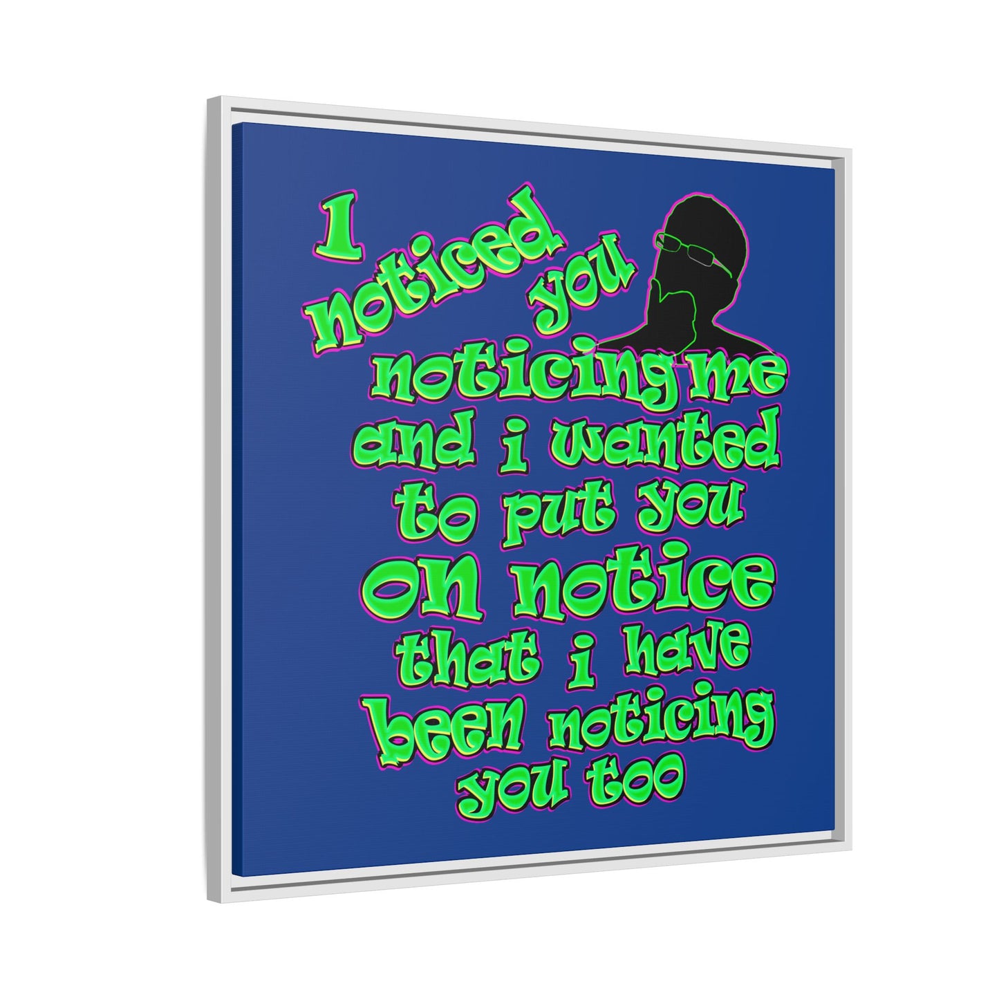 noticed you noticing - framed canvas art (dark blue)
