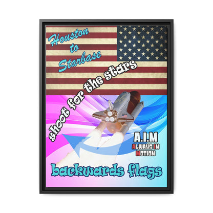 shoot for the stars - framed canvas art (light blue-pink wave)