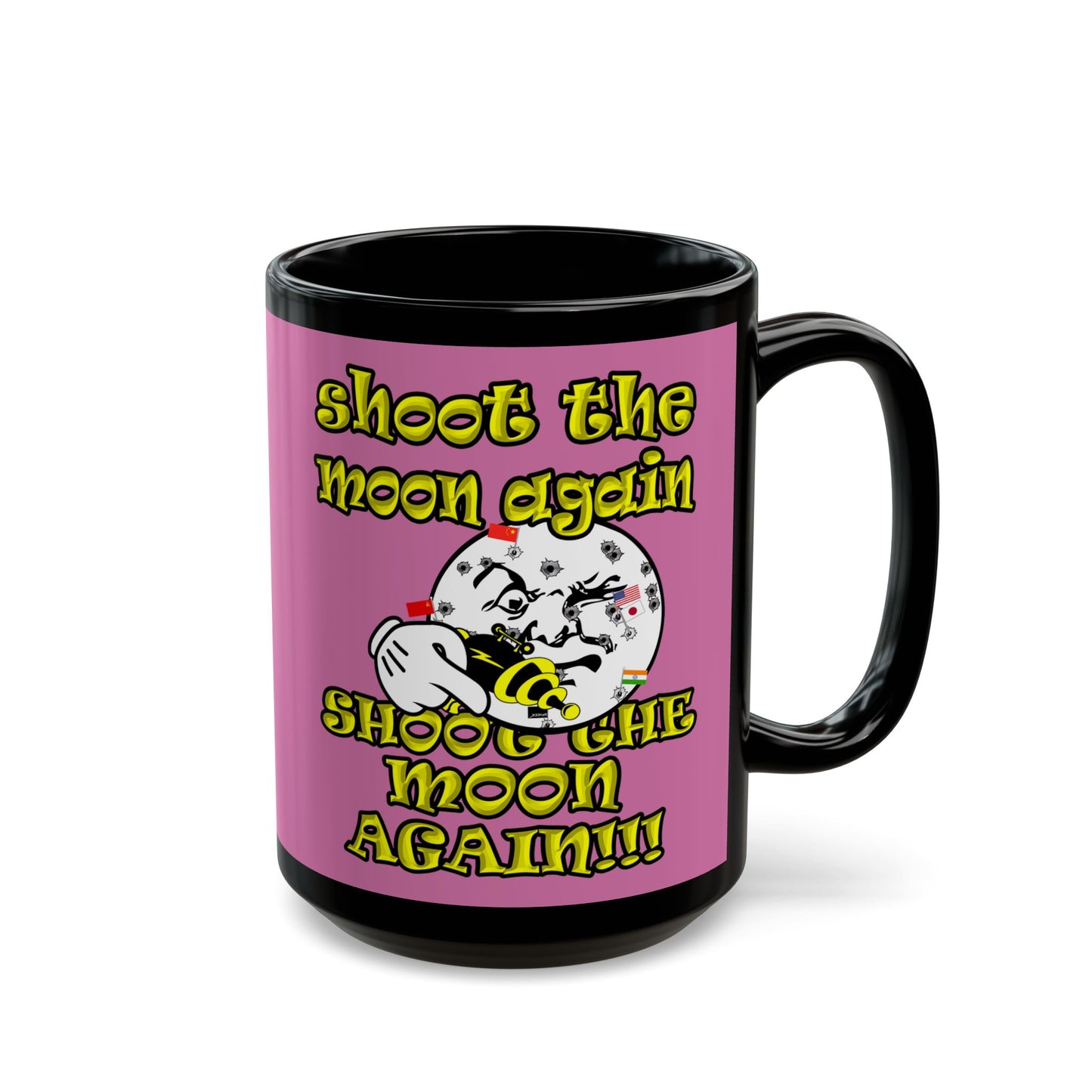 shoot the moon again - Black Mug (light pink)