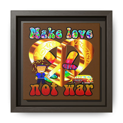 love peace - framed canvas art (brown)