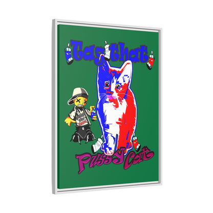 tag that - framed canvas art (dark green)