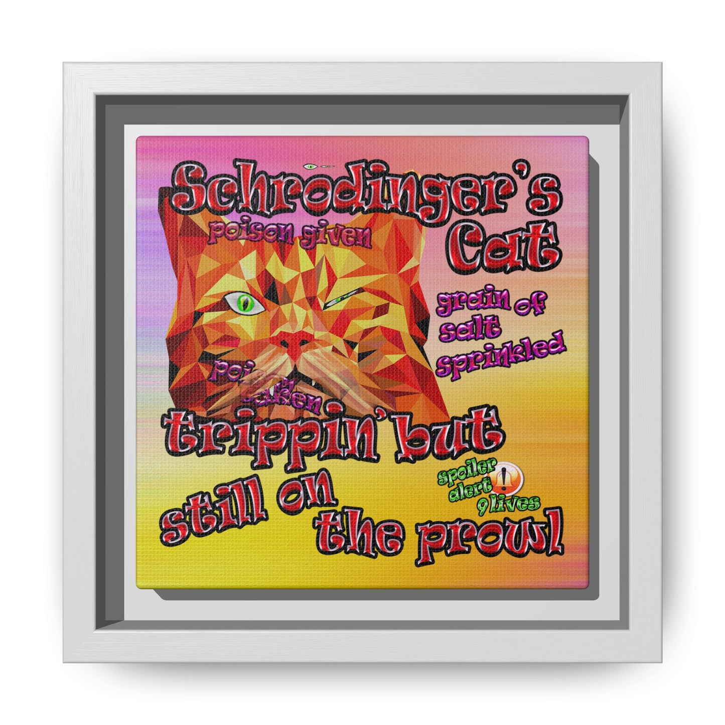 schrodinger's cat - framed canvas art (color blur)