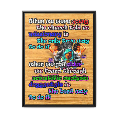 doggystyle - framed canvas art (butterscotch wood finish)