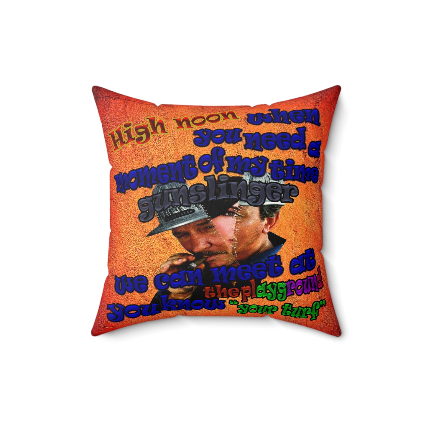 high noon - Spun Polyester Square Pillow - (burnt orange)