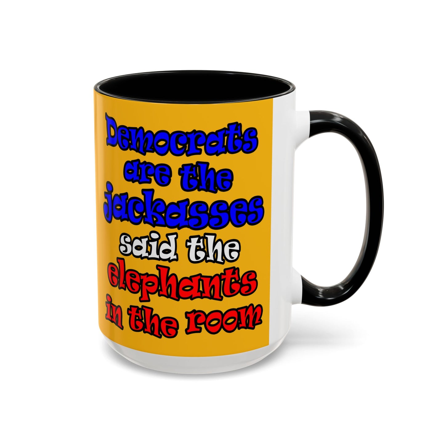 donkeys and elephants - Accent Mug (yellow)