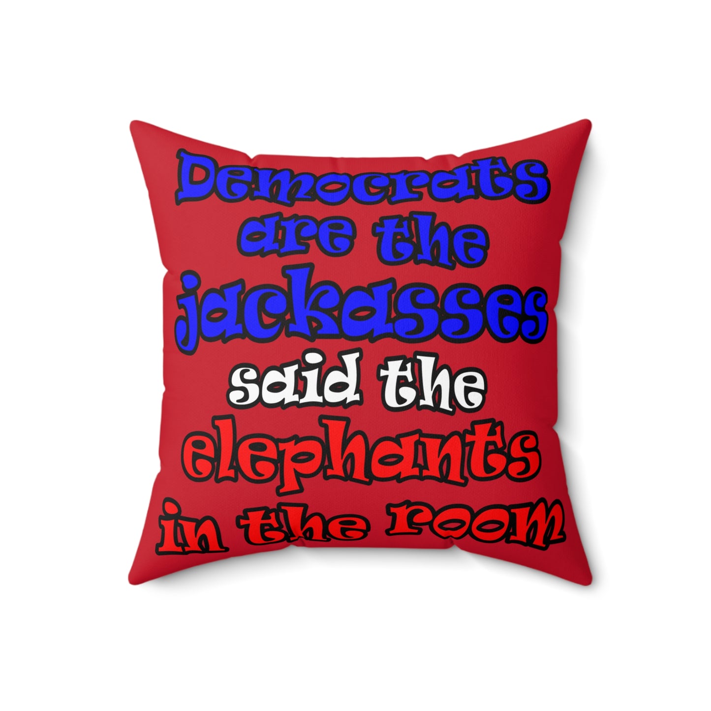 donkeys and elephants - Spun Polyester Square Pillow - (dark red)