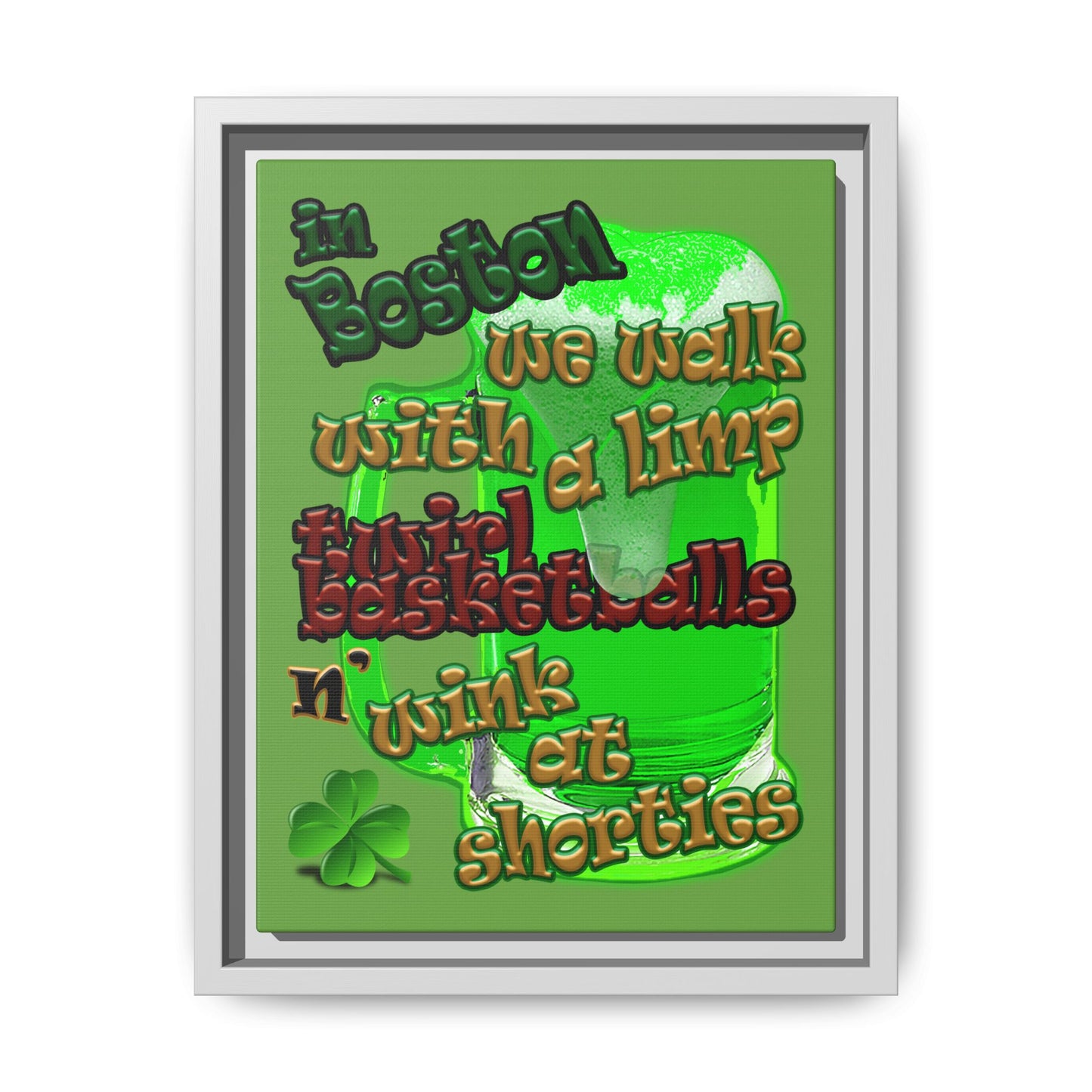celtics logo - framed canvas art (green)