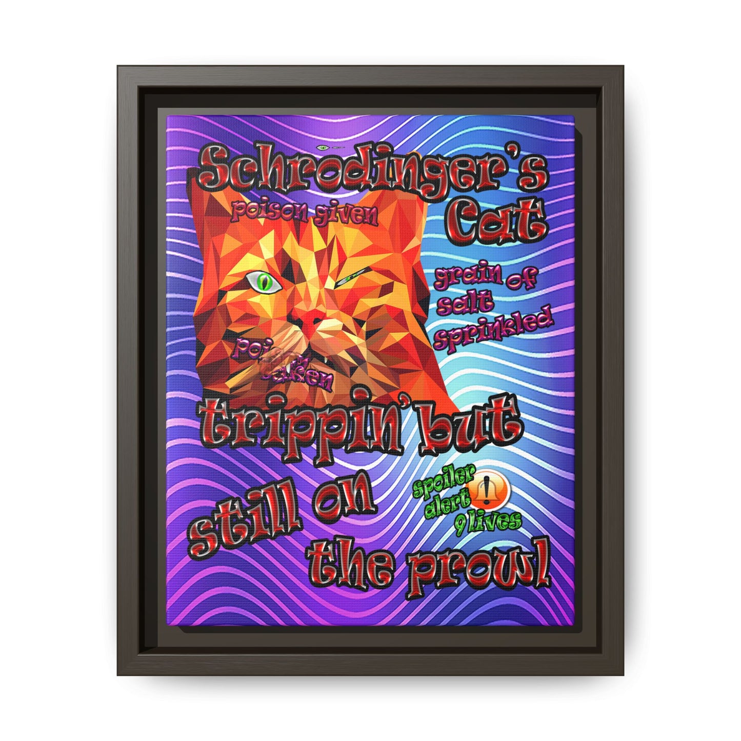 schrodinger's cat - framed canvas art (purple wave)