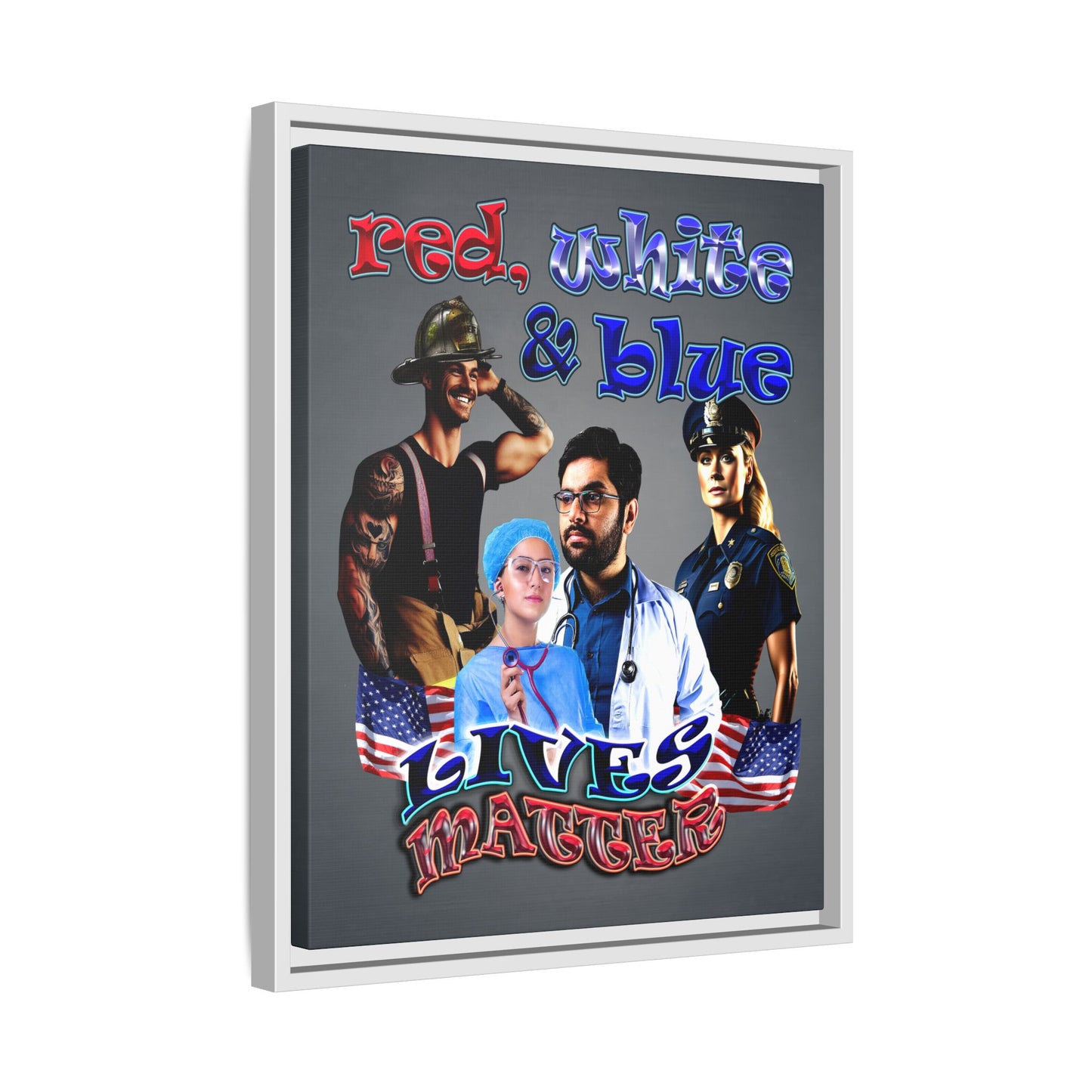 rw&b lives matter - framed canvas art (grey-light grey)