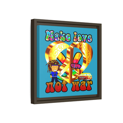 love peace - framed canvas art (turquoise)