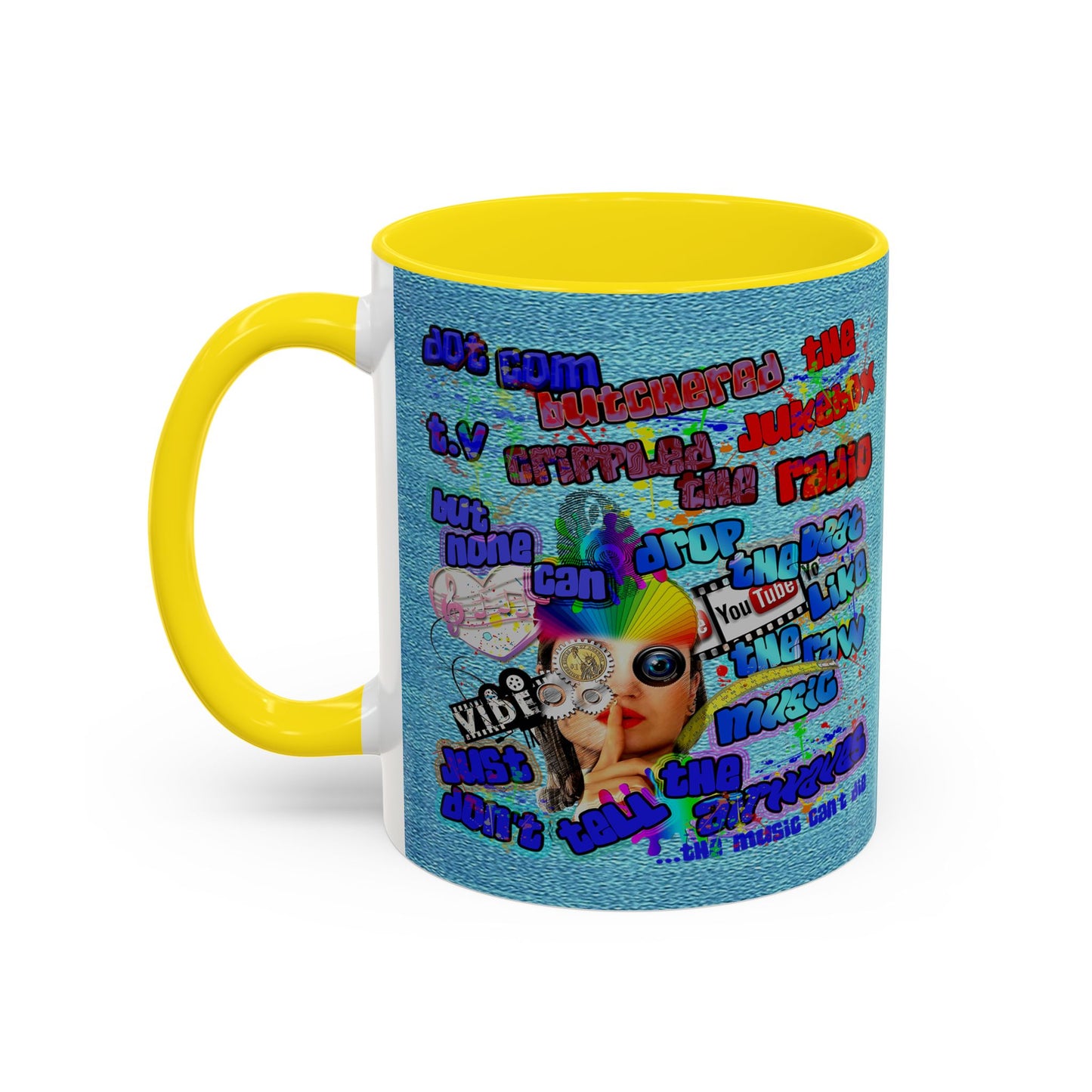 drop the beat - Accent Mug (faded blue)