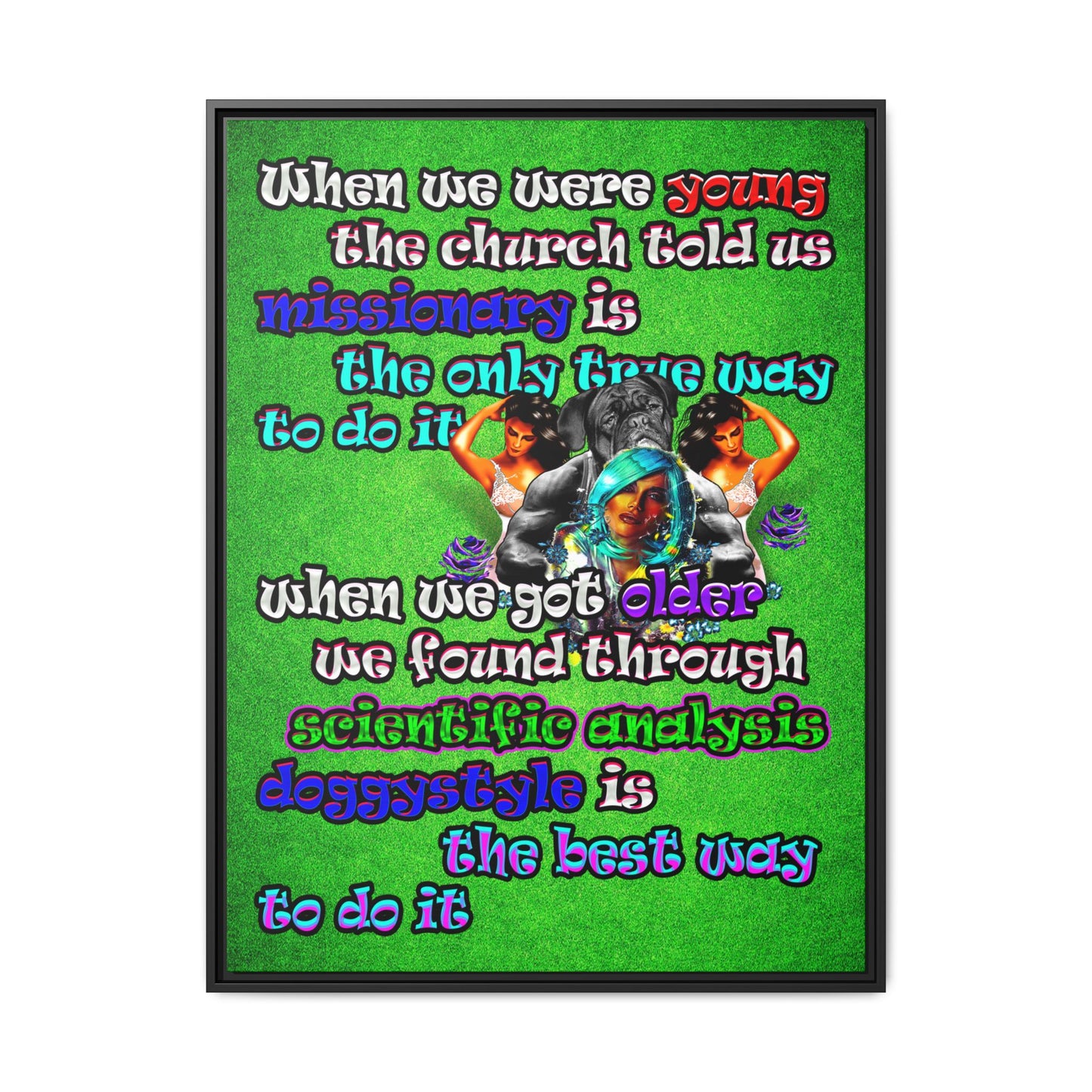 doggystyle - framed canvas art (green turf)