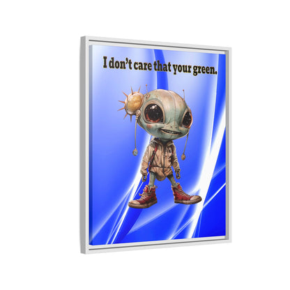 I don't care that your green - framed canvas art (blue-white wave)