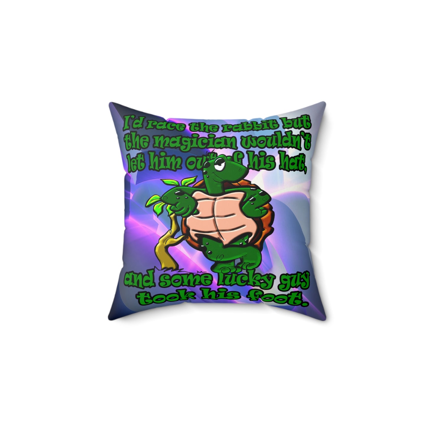 turtle race - Spun Polyester Square Pillow - (grey-pink wave)