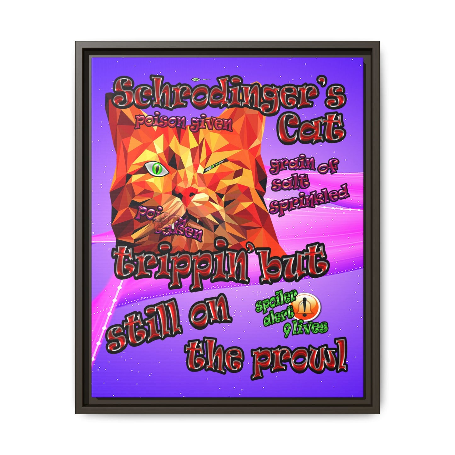 schrodinger's cat - framed canvas art (purple-pink wave)