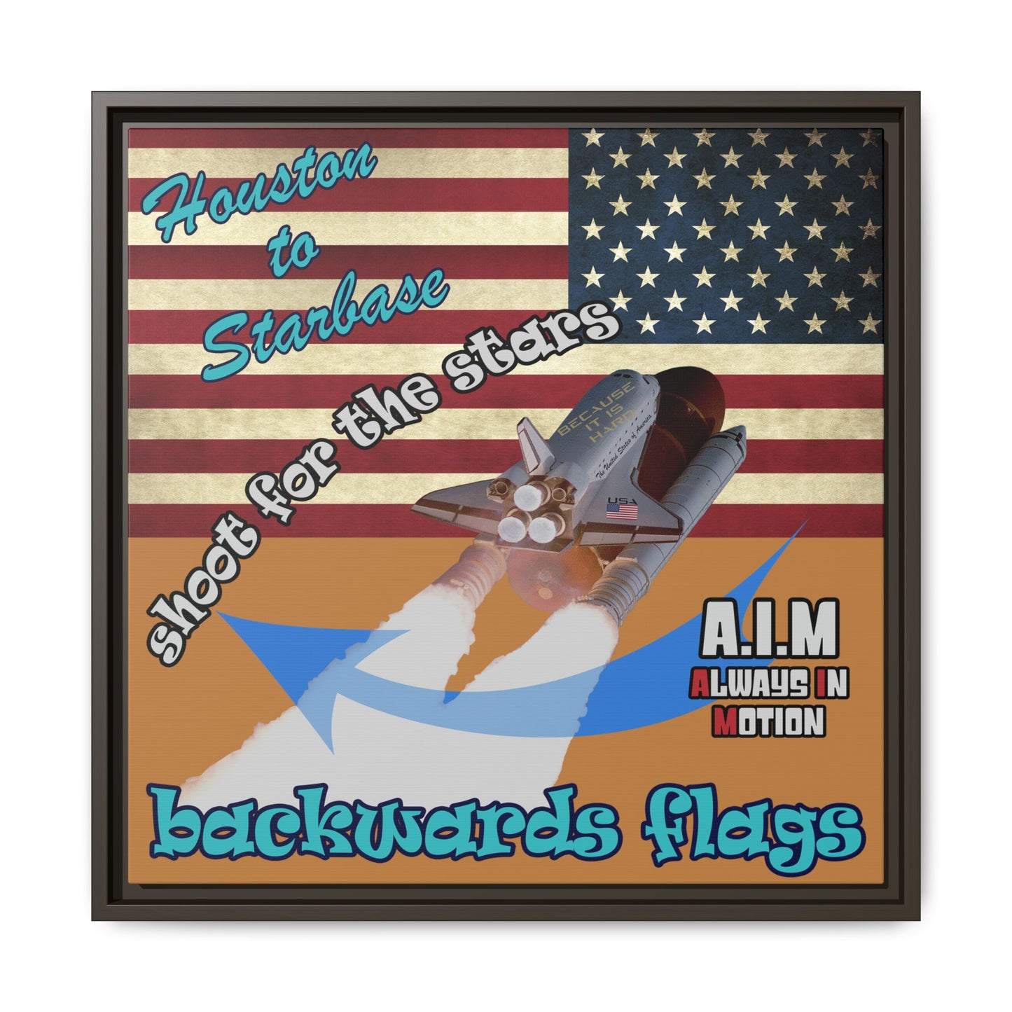 shoot for the stars - framed canvas art (light brown)