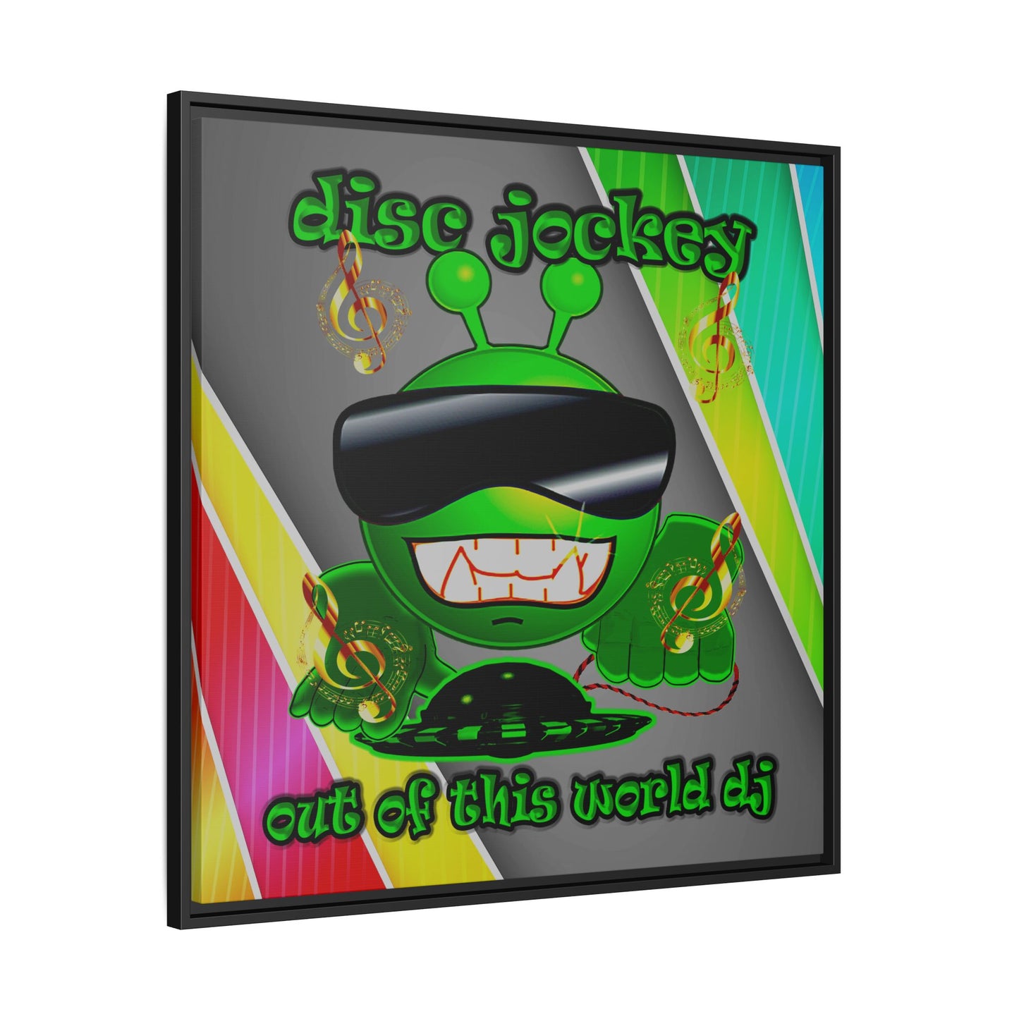 disc jockey - framed canvas art (rainbow split)