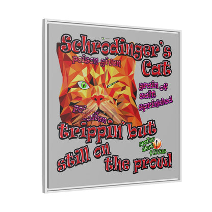 schrodinger's cat - framed canvas art (light grey)