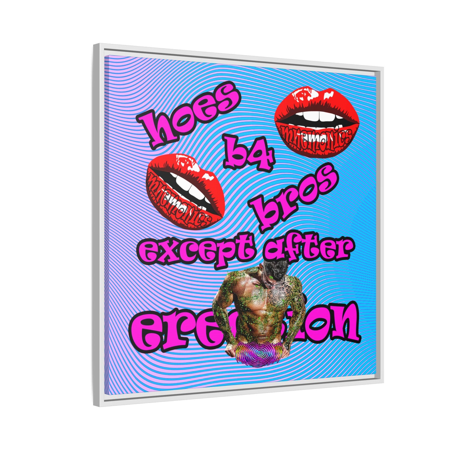 hoes b4 bros - framed canvas art (light blue-purple wave)