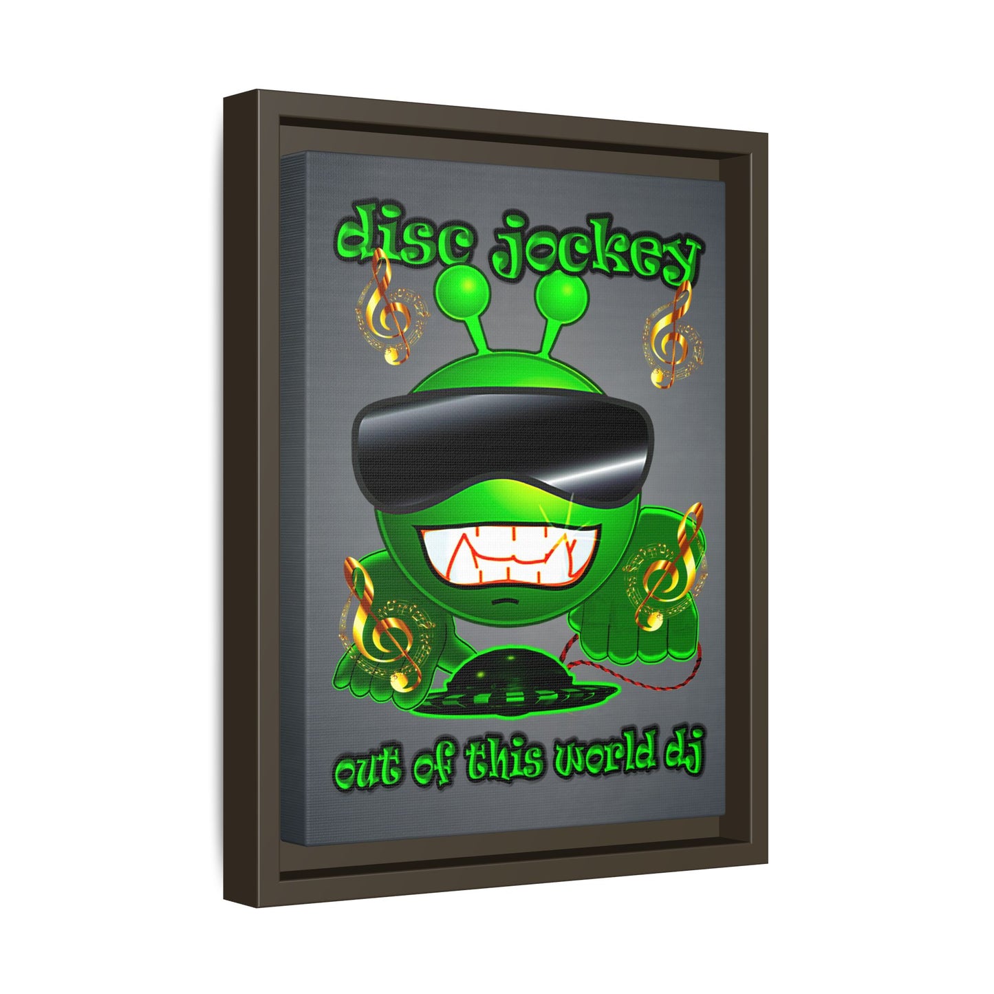 disc jockey - framed canvas art (grey-light grey)
