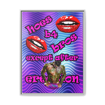 hoes b4 bros - framed canvas art (purple wave)