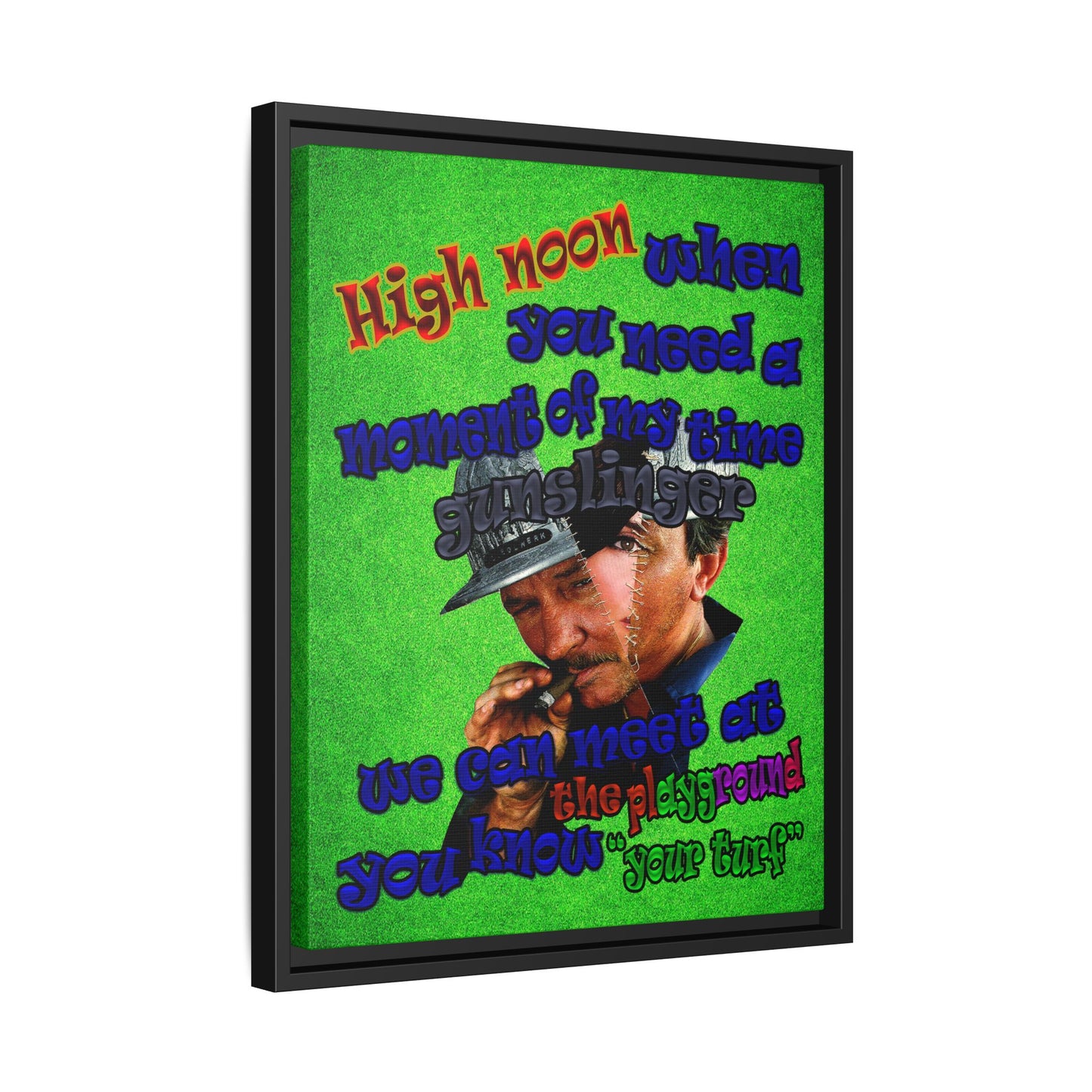 high noon - framed canvas art (green turf)