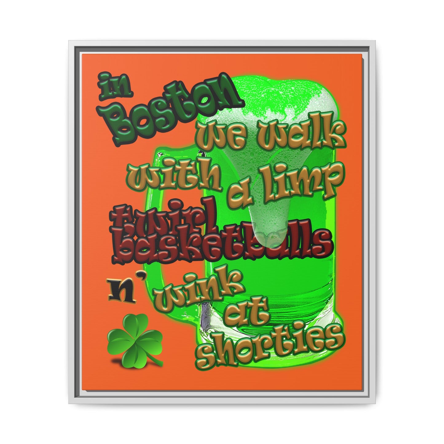 celtics logo - framed canvas art (orange)