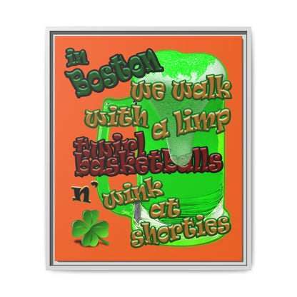 celtics logo - framed canvas art (orange)