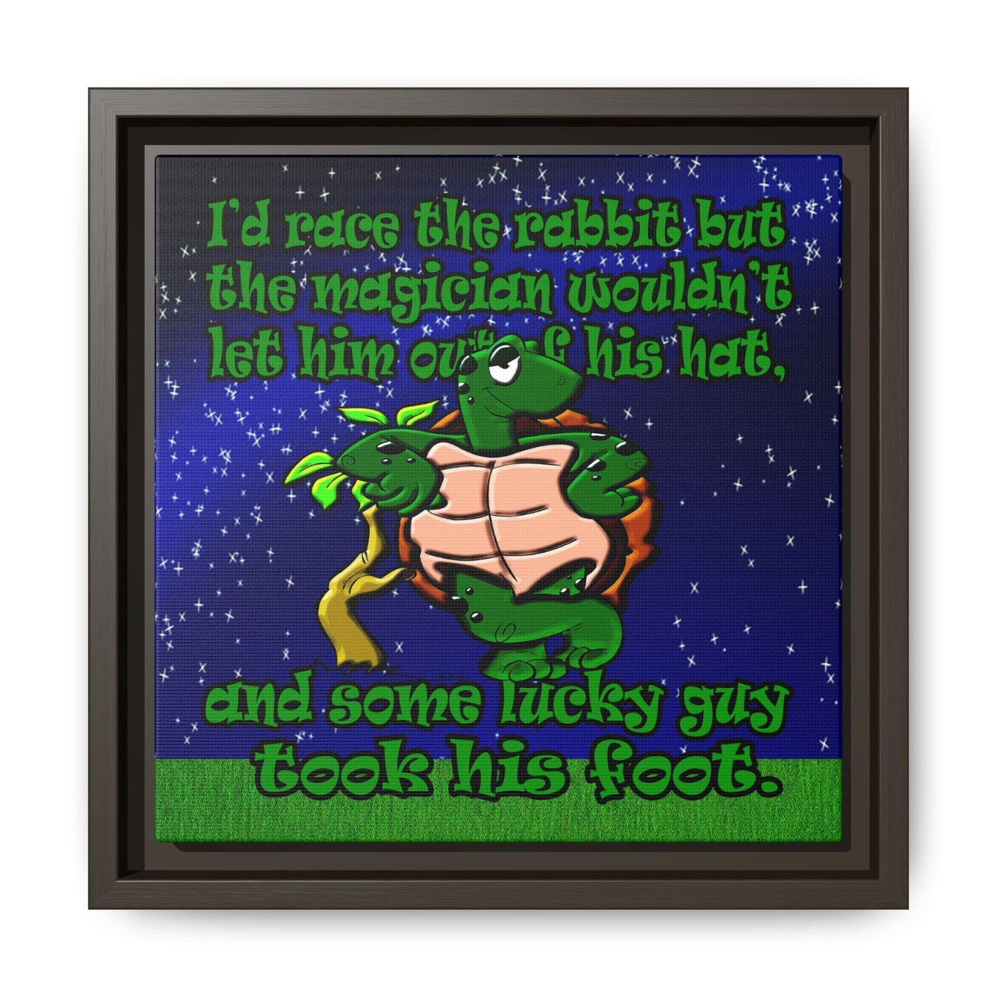 turtle race - framed canvas art ('snoops' background)