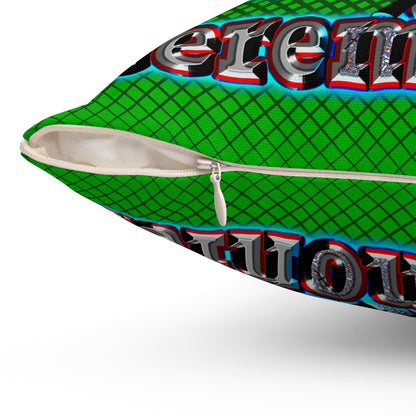 em cee squared - Spun Polyester Square Pillow - (logo green)