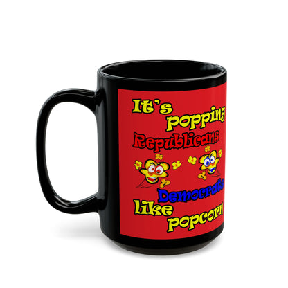 popping like popcorn - Black Mug (red)