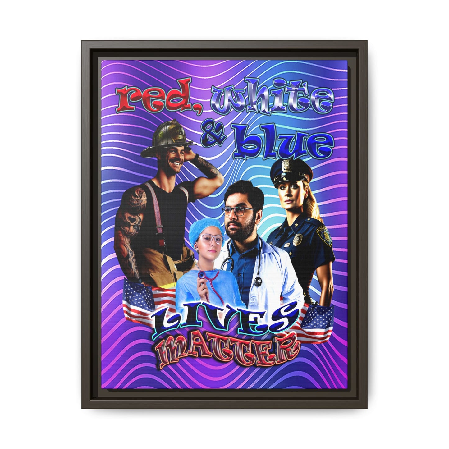rw&b lives matter - framed canvas art (purple wave)